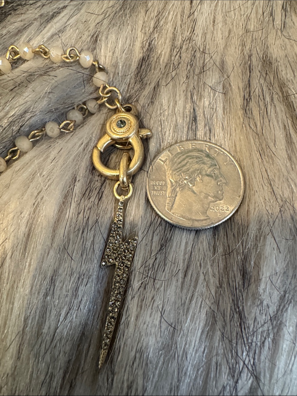 PRICE FIRM Marlyn Schiff Gold Tone & Gray Double Strand Beaded Necklace - Picture 3 of 5